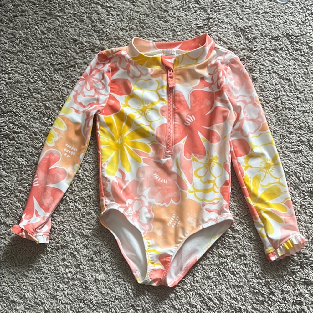 Floral Long Sleeve Kids Swimwear